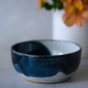 BOWL, BLUE AND WHITE
